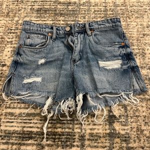 Distressed Light Wash Jean Shorts